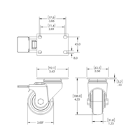 31-SPD3-7 MODULAR SOLUTIONS ALUMINUM CASTER<br>3" SWIVEL TOP PLATE W/LOCK & HARDWARE